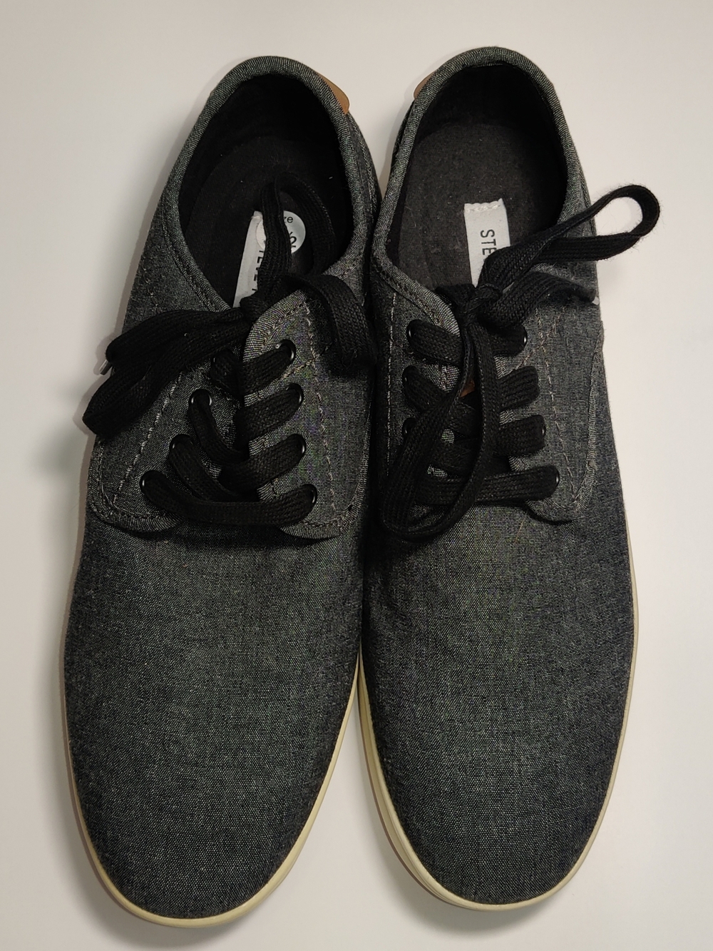 Steve Madden Fenta Men's 9.5 Gray Canvas Casual Fashion Sneakers Oxford Lace Up